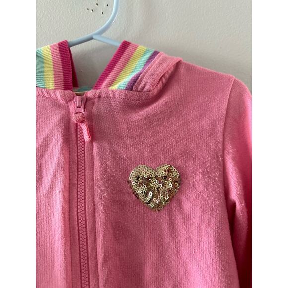 Cynthia Rowley Jacket Little Girls XS 4 Pink Rainbow Sequins Toddler Hoodie - Picture 2 of 5